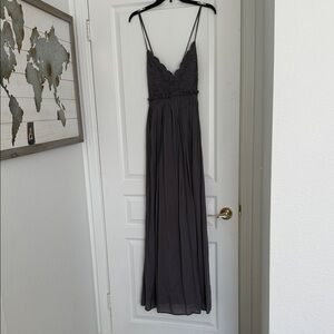 Wishlist Charcoal Lace Bodice Spaghetti Strap Maxi Dress